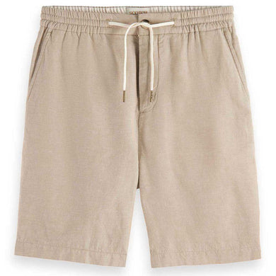 Scotch & Soda, Fave Regular Fit, Khaki Linen Shorts - Mensroomlifestyle