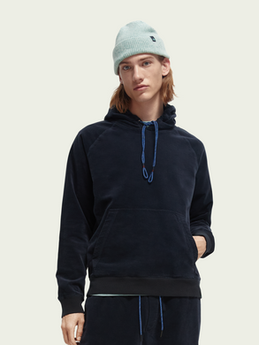 Scotch & Soda Organic Cotton Corduroy Hoodie - Navy - Mensroomlifestyle