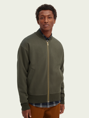 Scotch & Soda Zip Through Bomber Sweater - Olive - Mensroomlifestyle