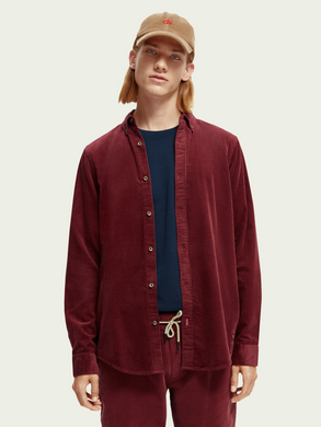 Scotch & Soda Regular Fit Cotton Corduroy Shirt - Bordeaux - Mensroomlifestyle