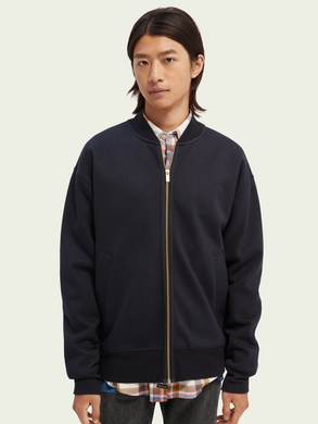 Scotch & Soda Zip Through Bomber Sweater - Navy - Mensroomlifestyle